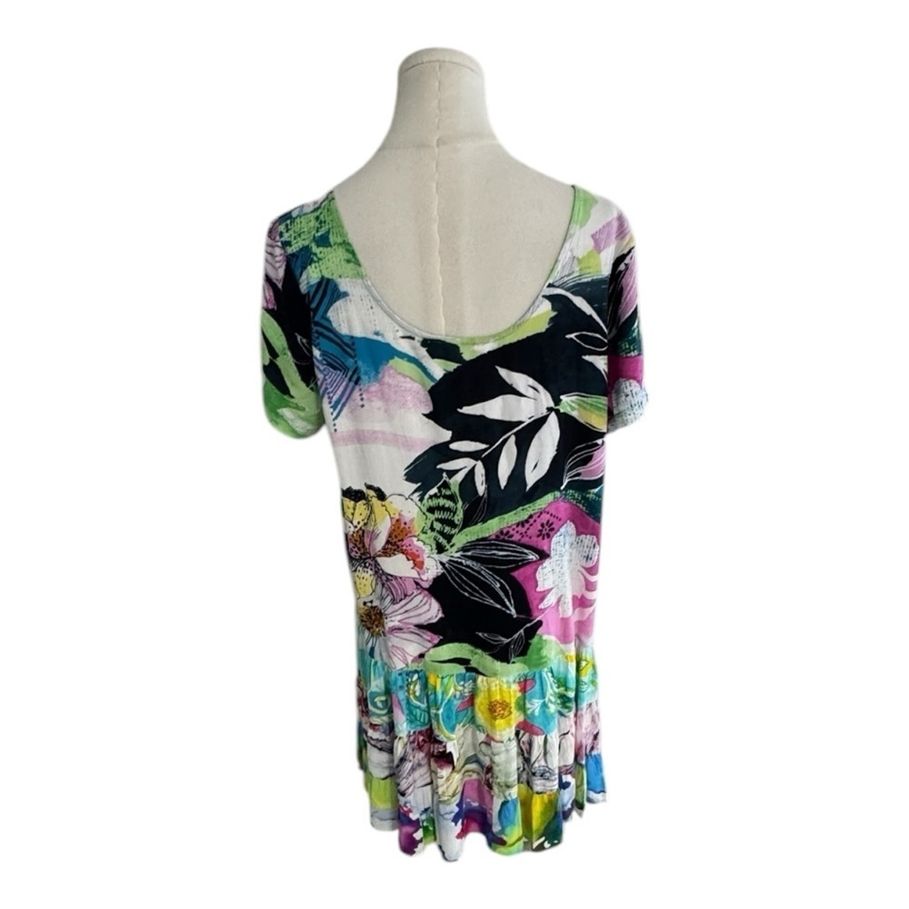 JAMS WORLD Honolulu Floral Multicolor‎ Short Sleeve Dress Resort Vacation Size M - Picture 2 of 7